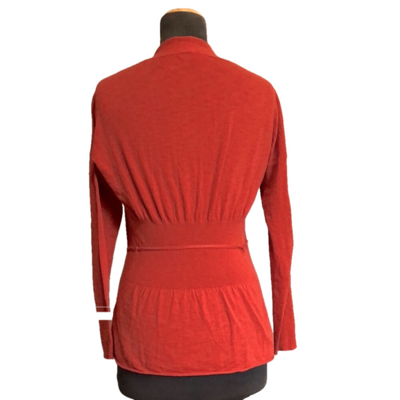 Sandwich Orange Open-Front Cardigan with Tie, Size L - Picture 4 of 7